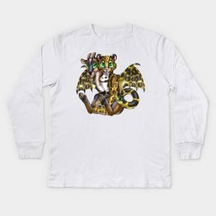 Chimera Cubs: Clouded Leopard (Ocher) Kids Long Sleeve T-Shirt